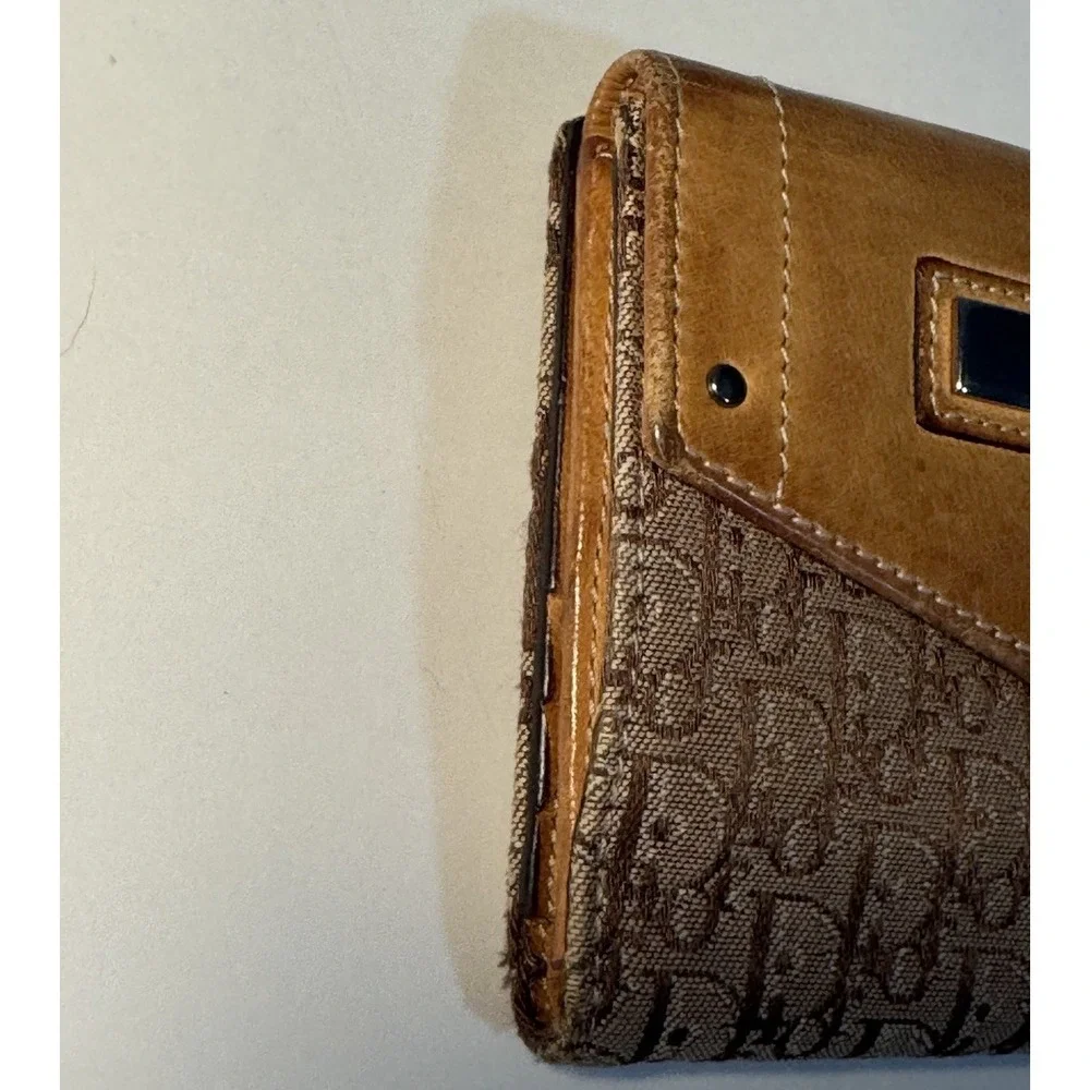 Christian Dior Beige Tan Trotter Canvas Leather Wallet